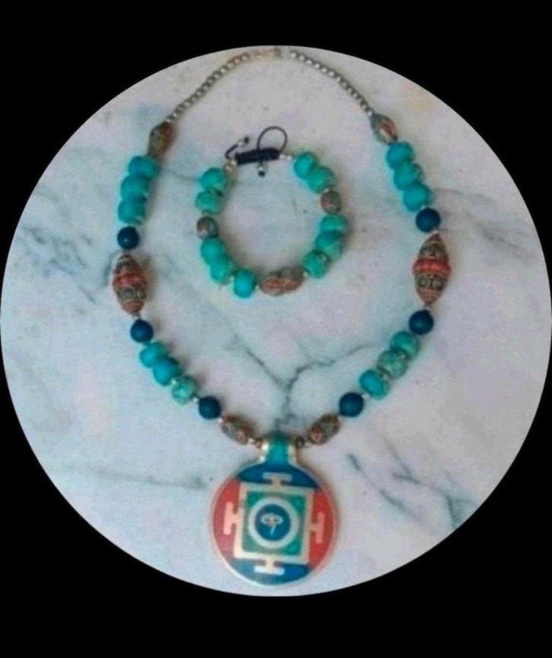 Indiaas Ketting en Armband met Howlite, Sieraden, Tassen en Uiterlijk, Kettingen, Ophalen of Verzenden, Overige materialen