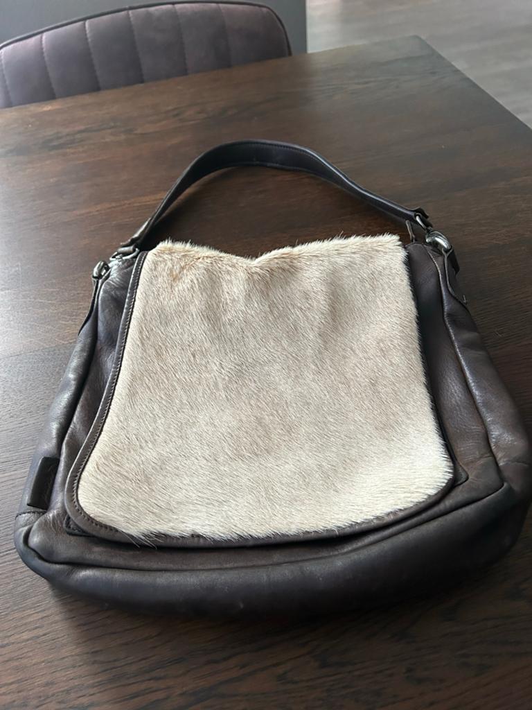Legend Leren Tas met Vacht - Bruin, Sieraden, Tassen en Uiterlijk, Ophalen of Verzenden, Gebruikt, Bruin, Handtas