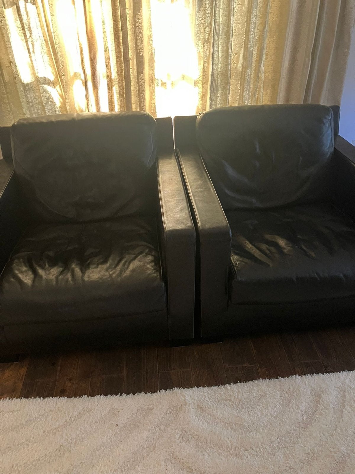 2x Zwarte Leren Fauteuils - Gratis Af Te Halen, Ophalen, Gebruikt, Leer, 75 tot 100 cm