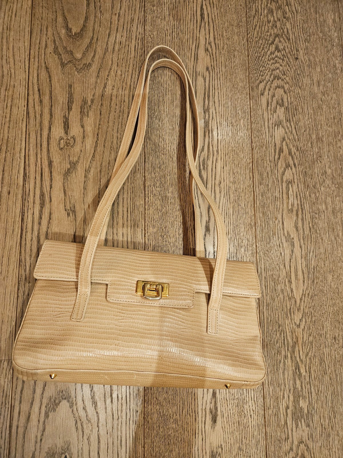 Handtas/Schoudertas Blankwit met Slangenhuid Motief, Ophalen of Verzenden, Zo goed als nieuw, Beige, Handtas