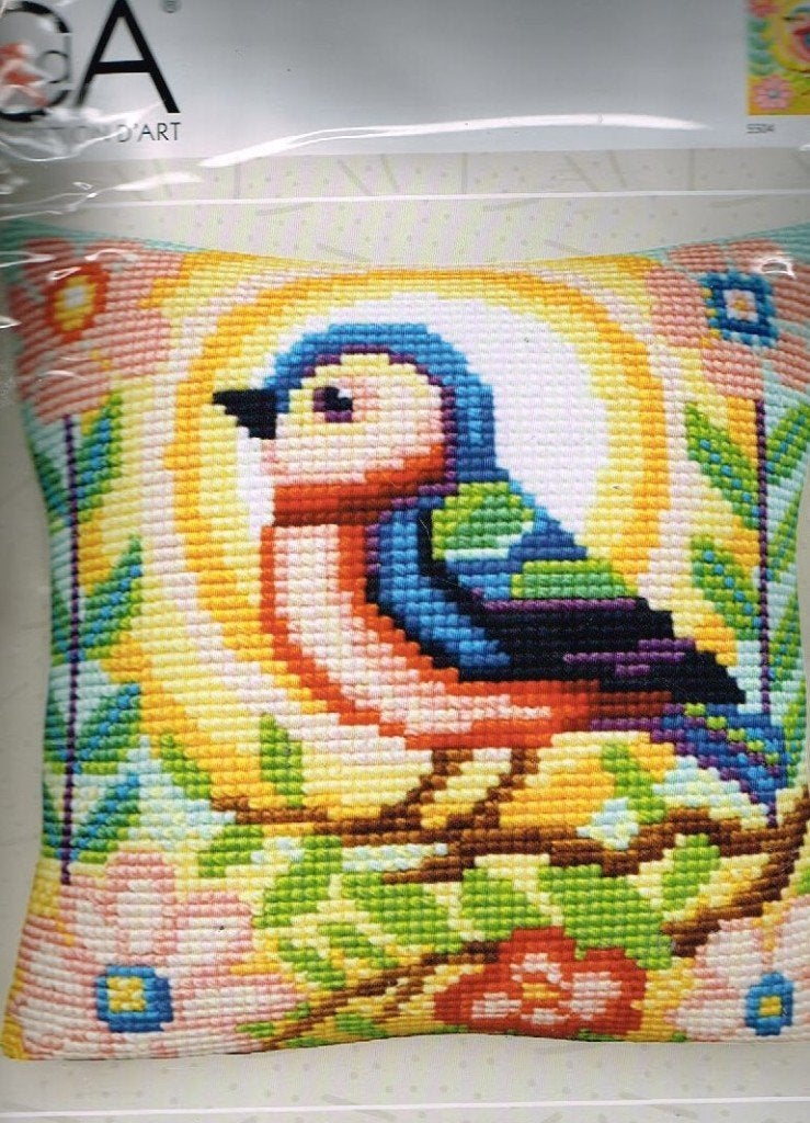 Cado CDA borduurpakket kussen, KLEURIG VOGEL, Ophalen of Verzenden, Nieuw, Handborduren, Borduurpakket