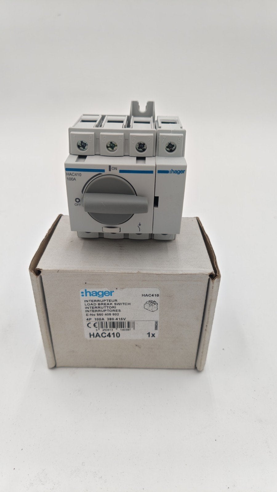 Hager HAC410 Werkschakelaar / Lastscheider 4P 100A - Nieuw, Ophalen of Verzenden