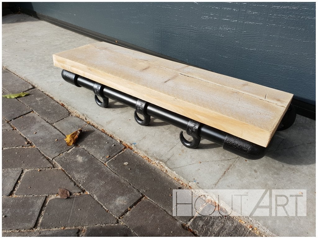 Kapstok ZWARTE steigerbuis GEBRUIKT steigerhout, Huis en Inrichting, Wandkapstok, Info@hout-art.nl, Nieuw, Ophalen of Verzenden