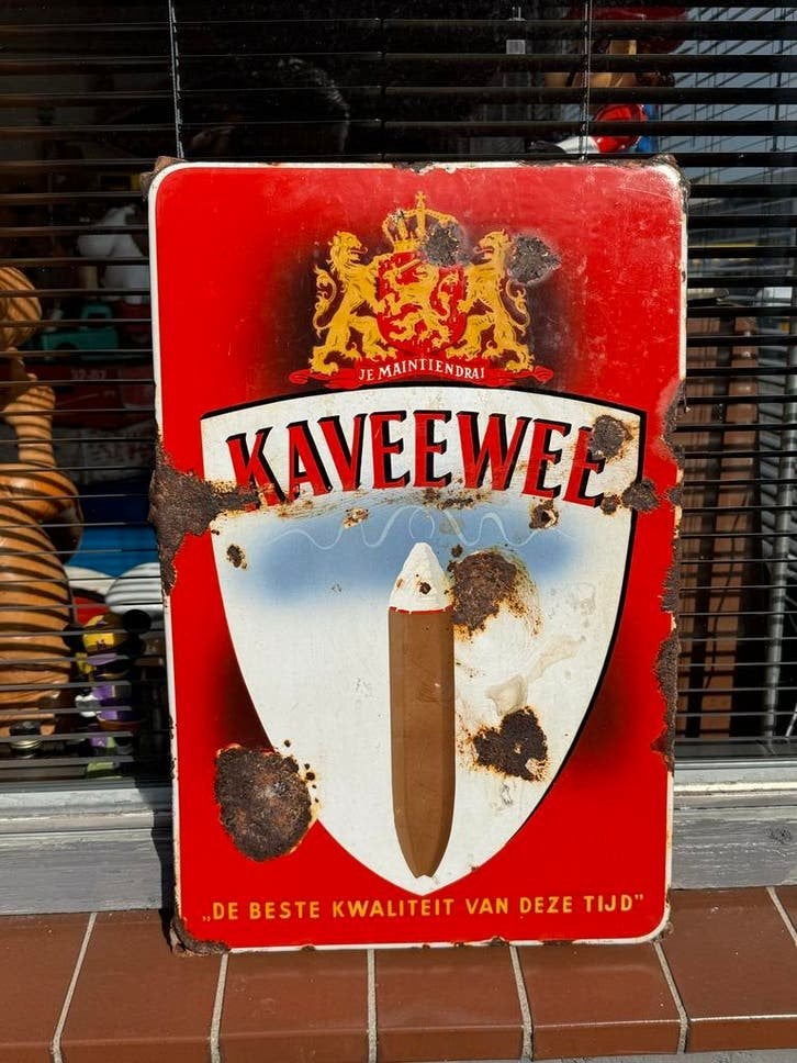 Vintage Kaveewee Emaille Reclamebord - Sigaren, Ophalen