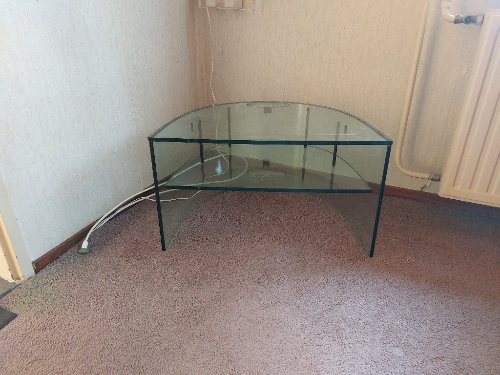Glazen TV meubel, Huis en Inrichting, Kasten | Televisiemeubels, Ophalen, 50 tot 100 cm, Minder dan 100 cm, 25 tot 50 cm