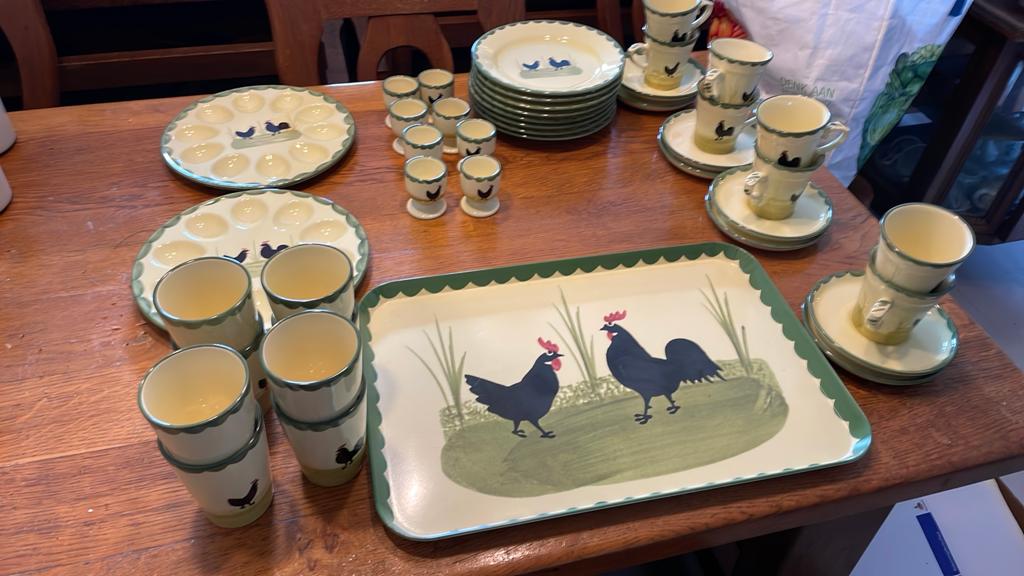 Zeller Keramiek Servies Kip haan - 8 delig, Huis en Inrichting, Keuken | Servies, Ophalen, Gebruikt, Keramiek, Overige stijlen