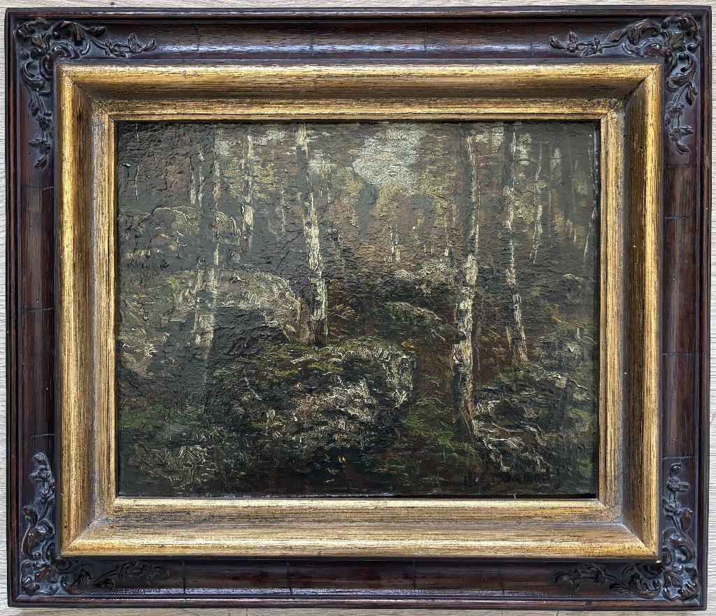 Theo Goedvriend (1879-1969) - Boslandschap met berkenbomen, Ophalen of Verzenden