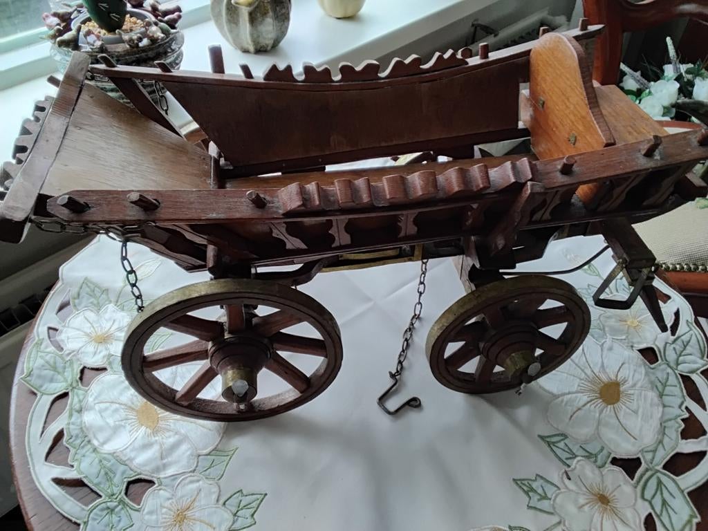 Antiek handgemaakte  Dubbelspan Paarden kar, Antiek en Kunst, Ophalen of Verzenden