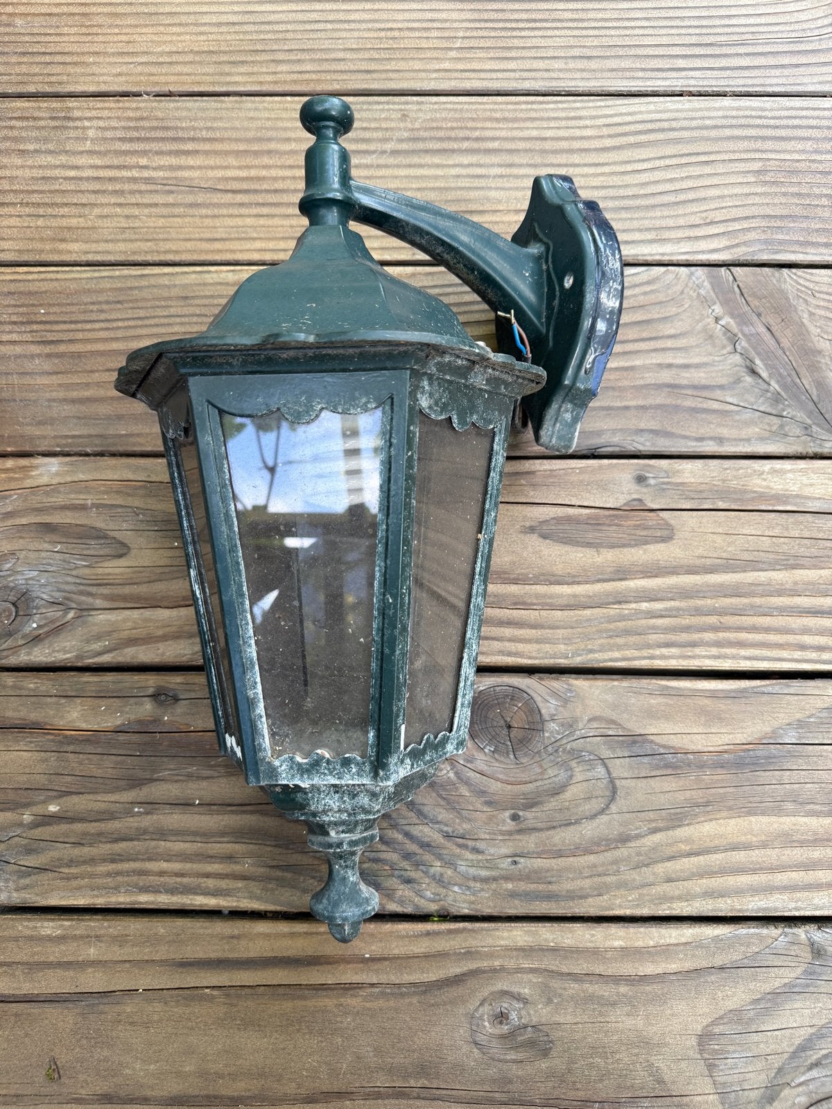Jaren 30 stijl groene Buitenlamp, Ophalen, Gebruikt, Wandlamp, Netvoeding