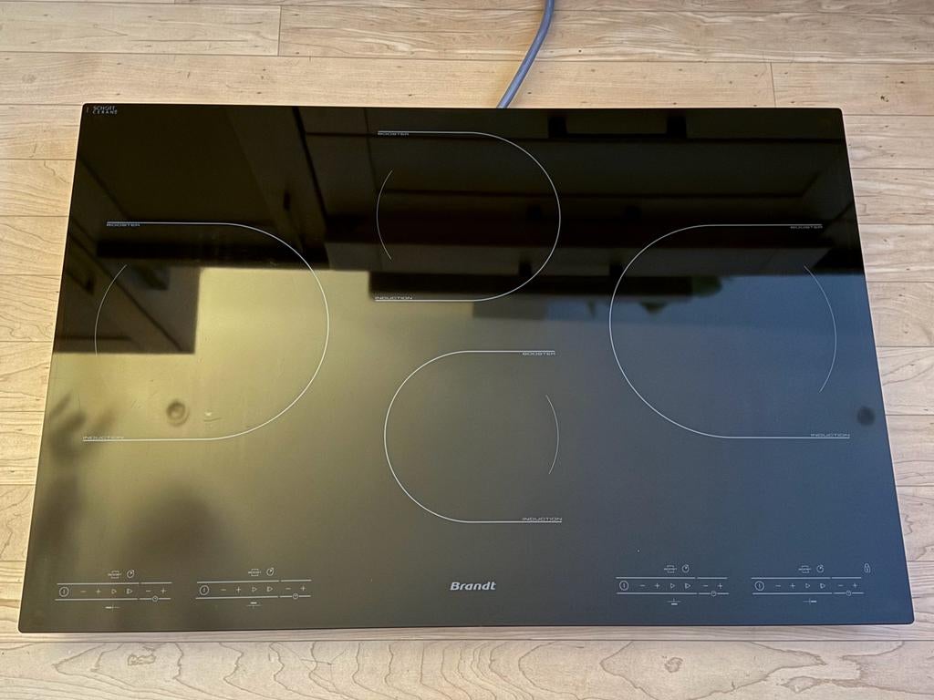 Brandt Inductie Kookplaat LA8BJB1 (werkt deels), Witgoed en Apparatuur, Kookplaten, Gebruikt, Inbouw, Inductie, 4 kookzones, Ophalen of Verzenden