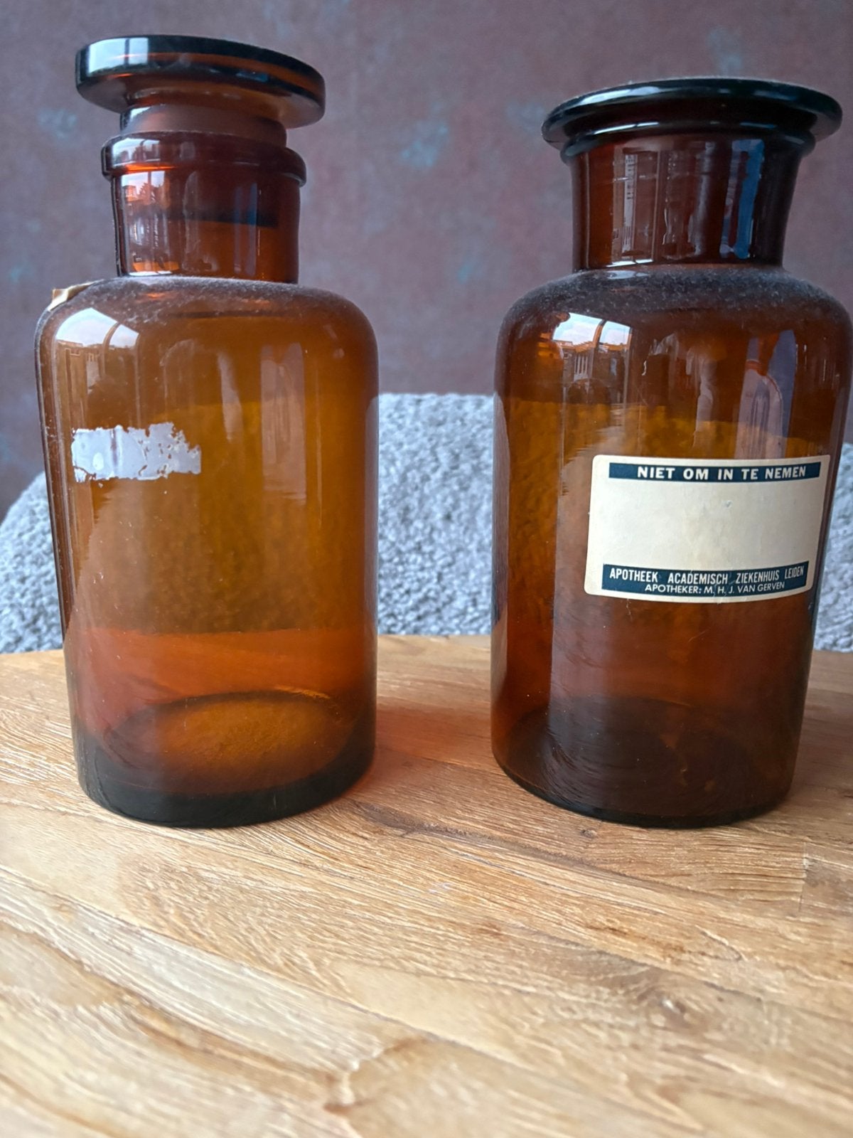 antieke apothekersflessen - bruin glas, Ophalen
