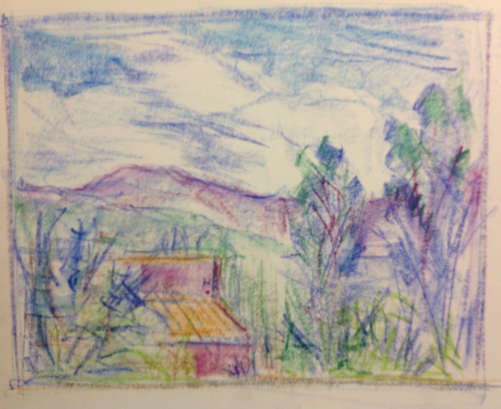 2  originele pastel en inkt tekeningen, Ophalen of Verzenden, Tekening