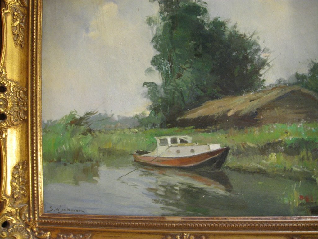 Biesbosch Steef Wijnhoven Franken Kunst&Antiek Dordrecht, Antiek en Kunst, Kunst | Schilderijen | Klassiek, Ophalen