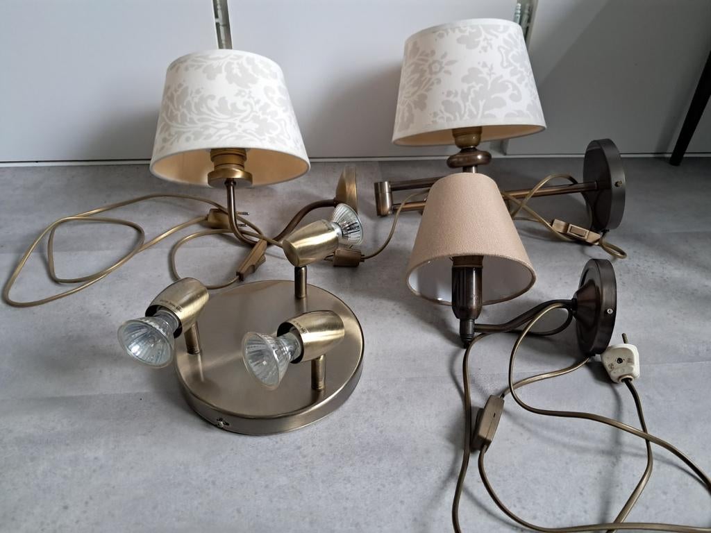 Mooie collectie wandlampen en plafonnière, Huis en Inrichting, Lampen | Wandlampen, Ophalen of Verzenden, Gebruikt, Metaal