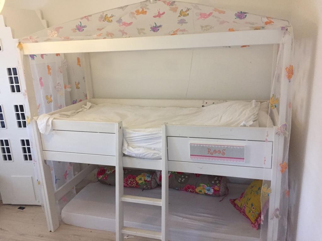 Wit stapelbed met klamboe, Ophalen, Gebruikt, Stapelbed
