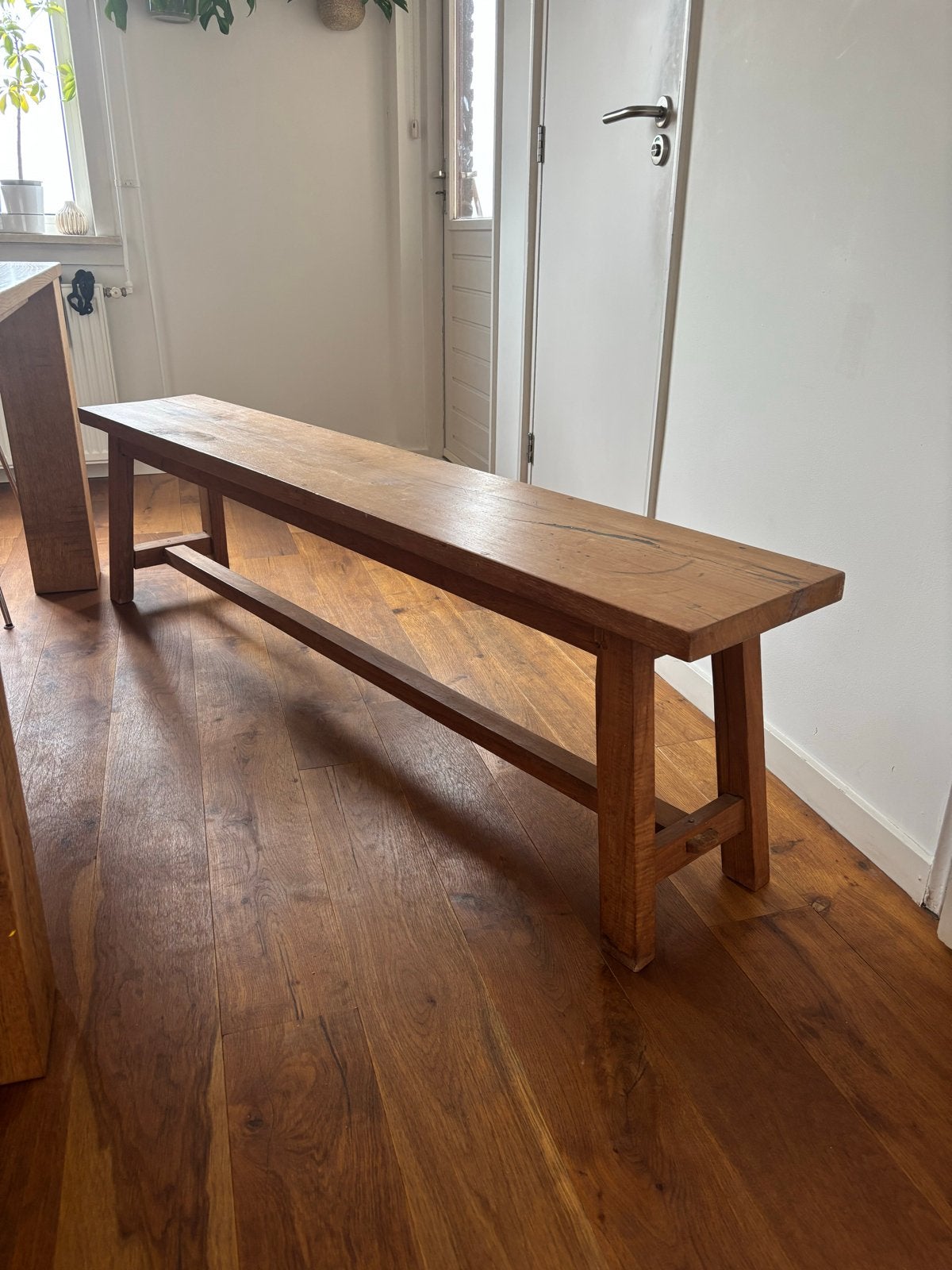 Houten bankje 180x30x48 cm, Ophalen, Gebruikt, Bruin, Eén