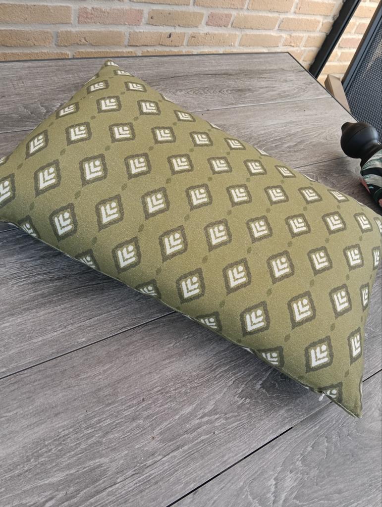 Set van 2: Kussen maat 57x37 cm, Ophalen of Verzenden, Gebruikt, Groen, Rechthoekig