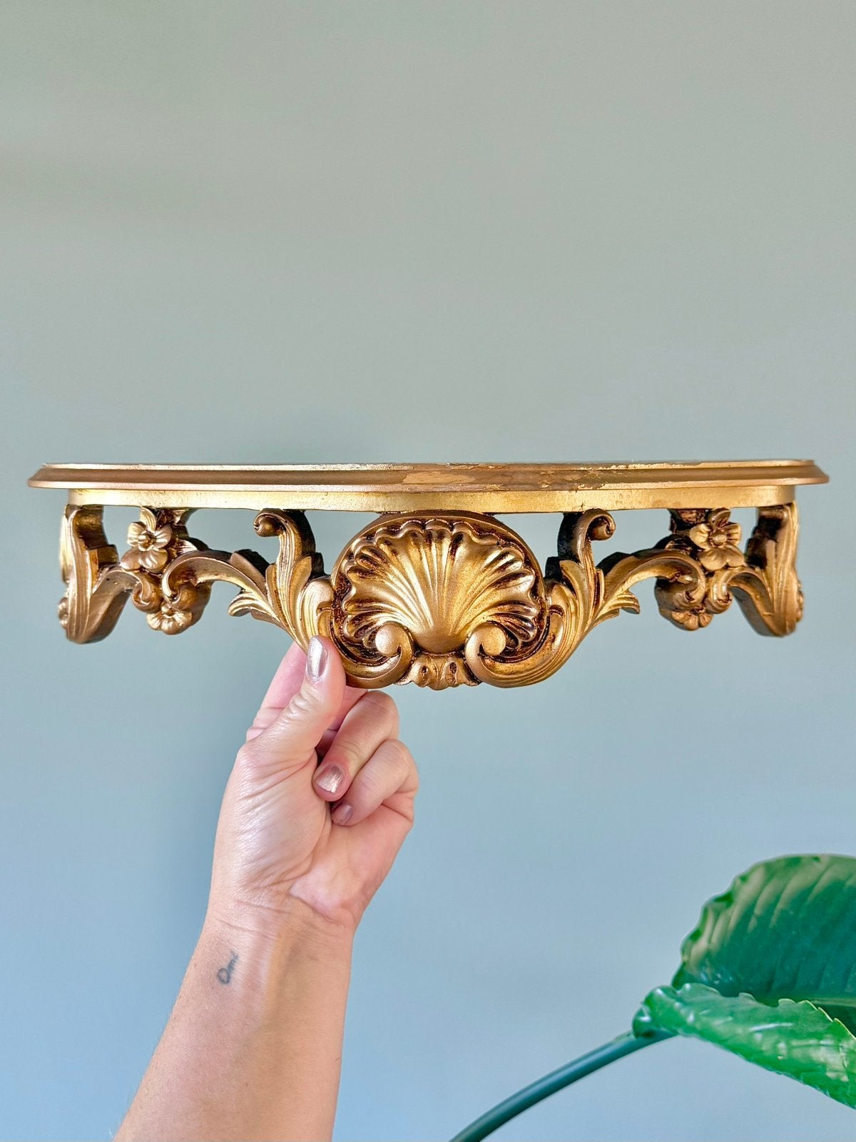 Vintage gouden barok wandconsole wandplank schelppatroon, Ophalen of Verzenden, Gebruikt
