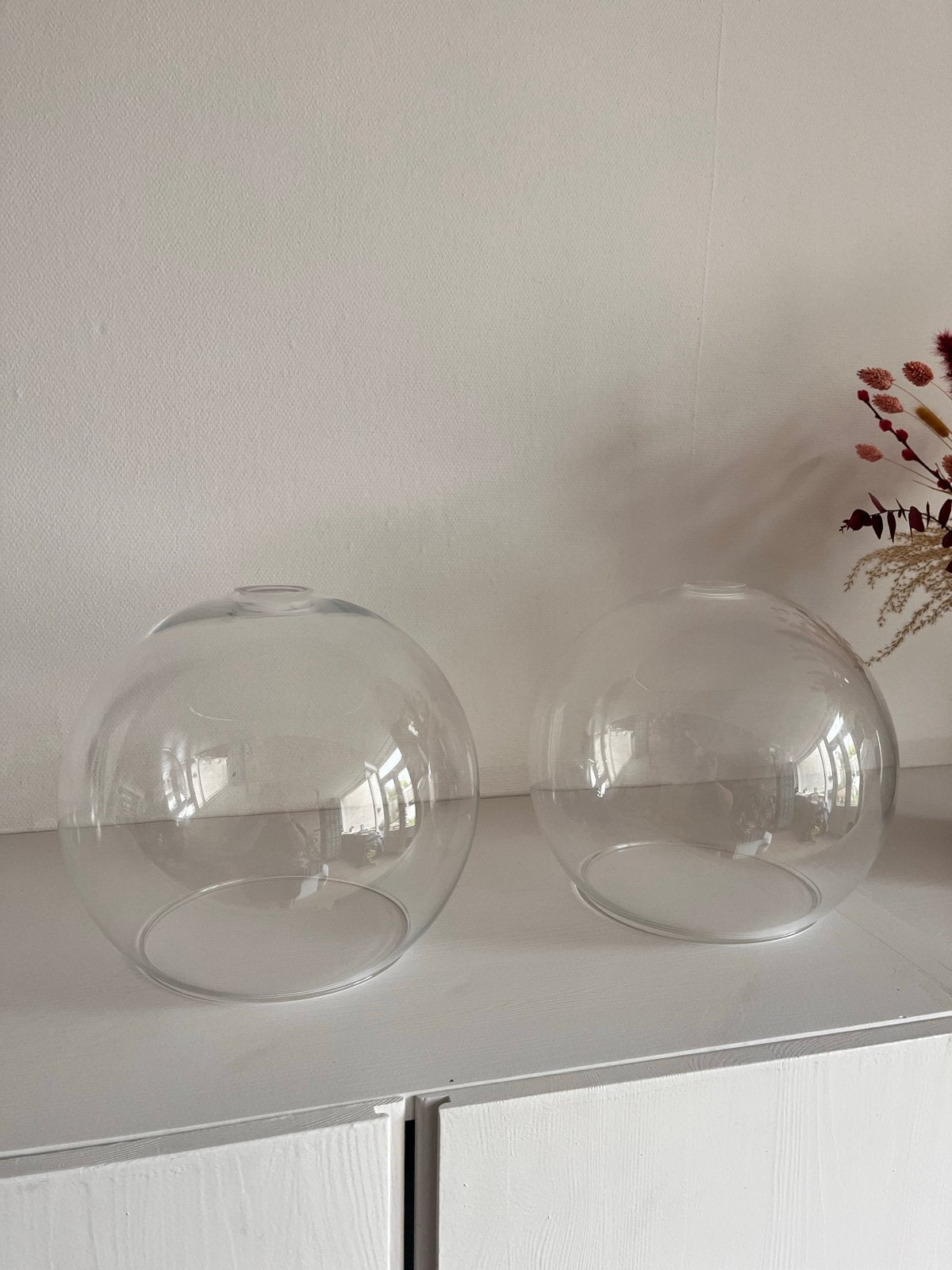 2x IKEA Jakobsbyn helder glazen lampenkap - Handgeblazen, Ophalen, Zo goed als nieuw, Glas