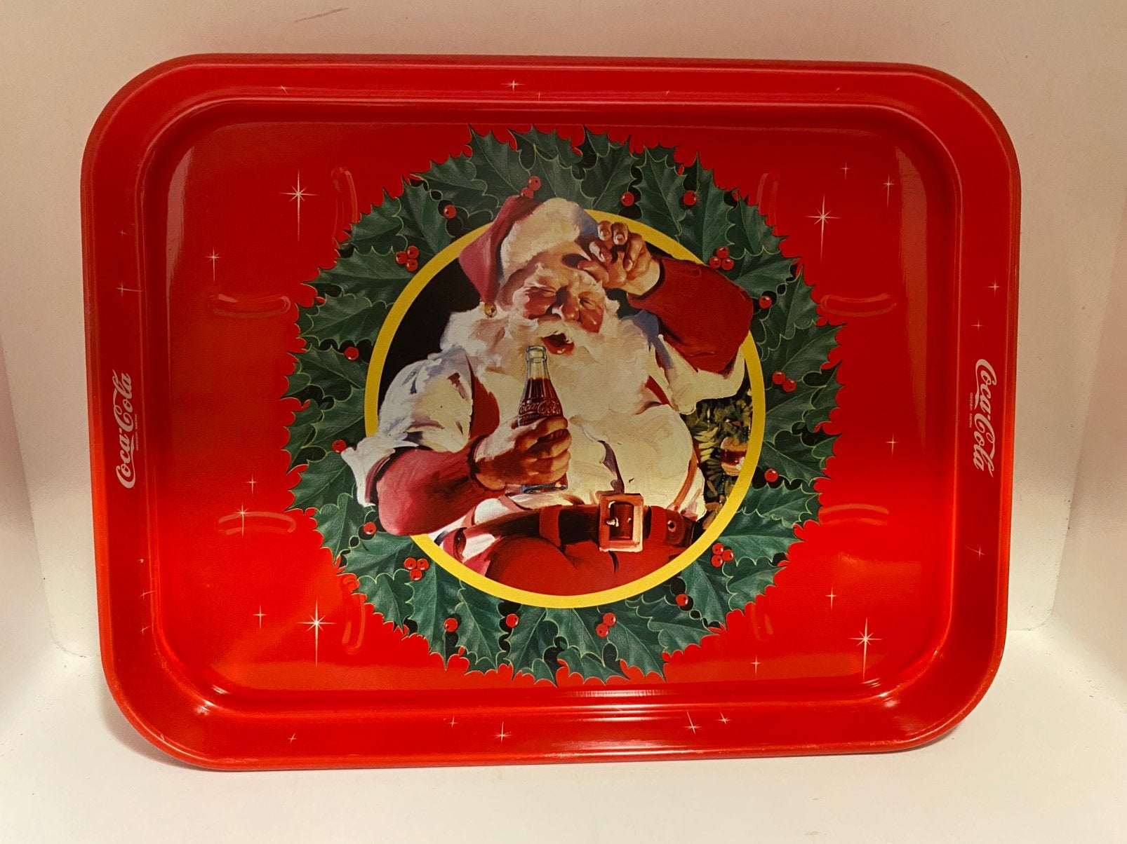 Dienblad met Coca-cola kerstman. Afm. 27,5x21x2,5 cm., Ophalen of Verzenden, Zo goed als nieuw