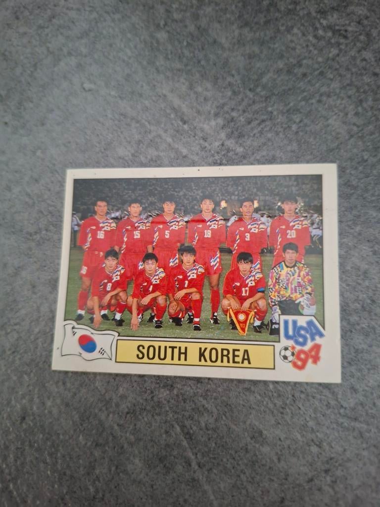 Panini sticker WK 94 USA. Elftalfoto Zuid-Korea., Verzenden, Gebruikt, Sticker