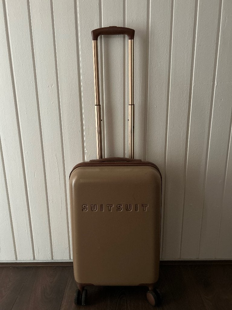 Suit Suit koffer taupe bruin beige, Ophalen of Verzenden, Zo goed als nieuw, Bruin, Onder de knie