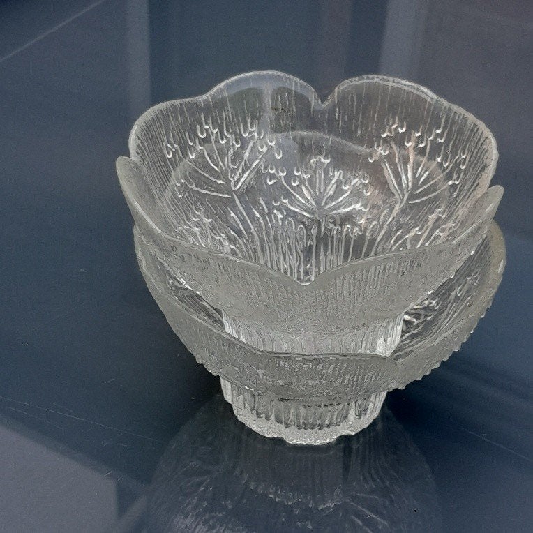 2 glazen kandelaars/bakjes/waxinelichthouder, Ophalen of Verzenden, Gebruikt, Glas, Scandinavisch