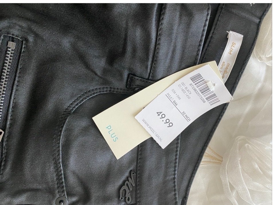Zwarte slim fit broek van imitatieleer - Miss Etam, Ophalen, Zwart, Maat 42/44 (L), Nieuw