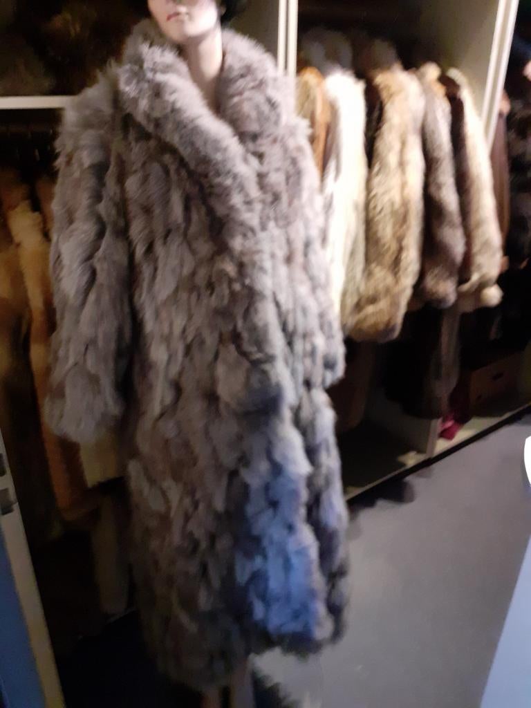 130 cm lange MEGA DIKKE  grijze echte SAGA FOX bontjas M, Kleding | Dames, Jassen | Winter, Ophalen of Verzenden, Zo goed als nieuw