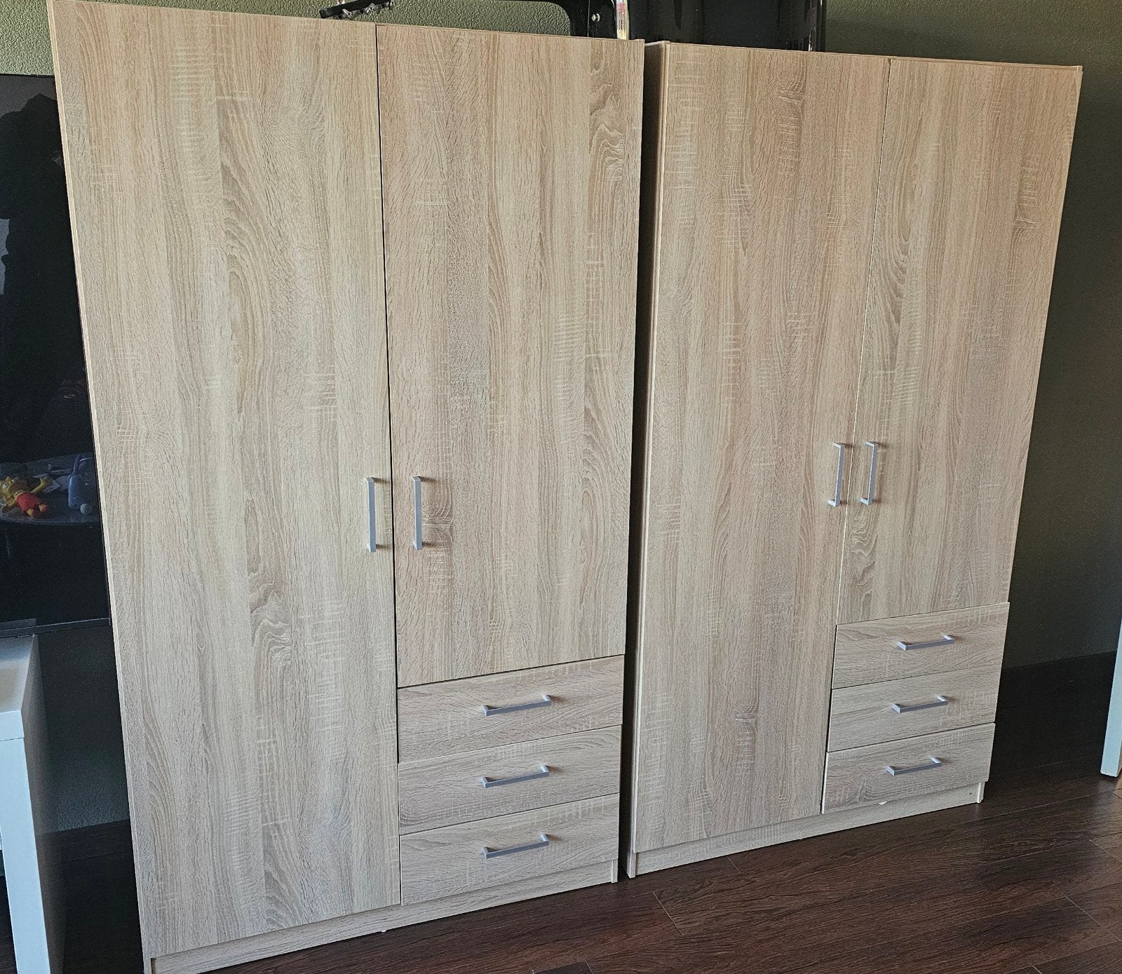 2x Kledingkast met lades en hangruimte, Huis en Inrichting, Ophalen, Gebruikt, 100 tot 150 cm, Met lade(s)