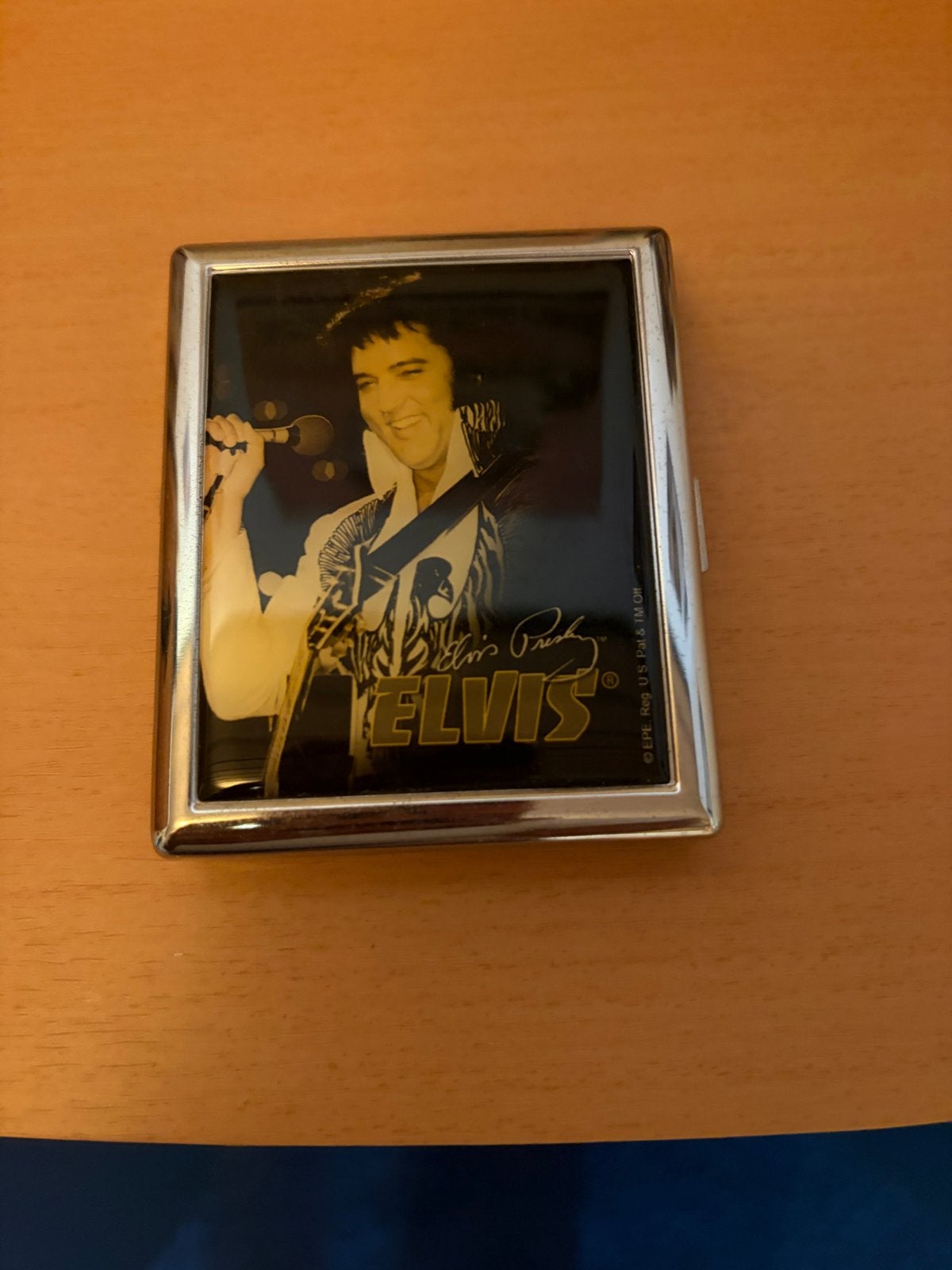 Vintage Elvis Presley sigarettendoosje/kaartenhouder, Ophalen, Gebruikt, Gebruiksvoorwerp