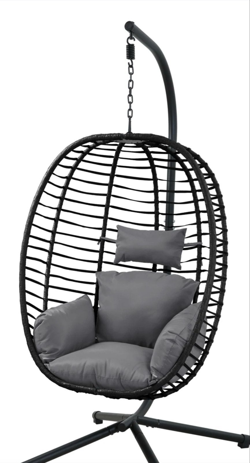 Zwarte Eggchair Hangstoel, Ophalen of Verzenden, Gebruikt, Hout, Stoel