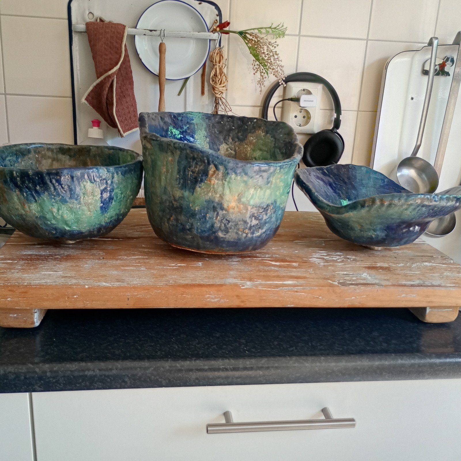 Handgemaakte opzet - opbouw keramische waskommen - uniek des, Huis en Inrichting, Ophalen, Gebruikt, 25 tot 50 cm, Minder dan 100 cm