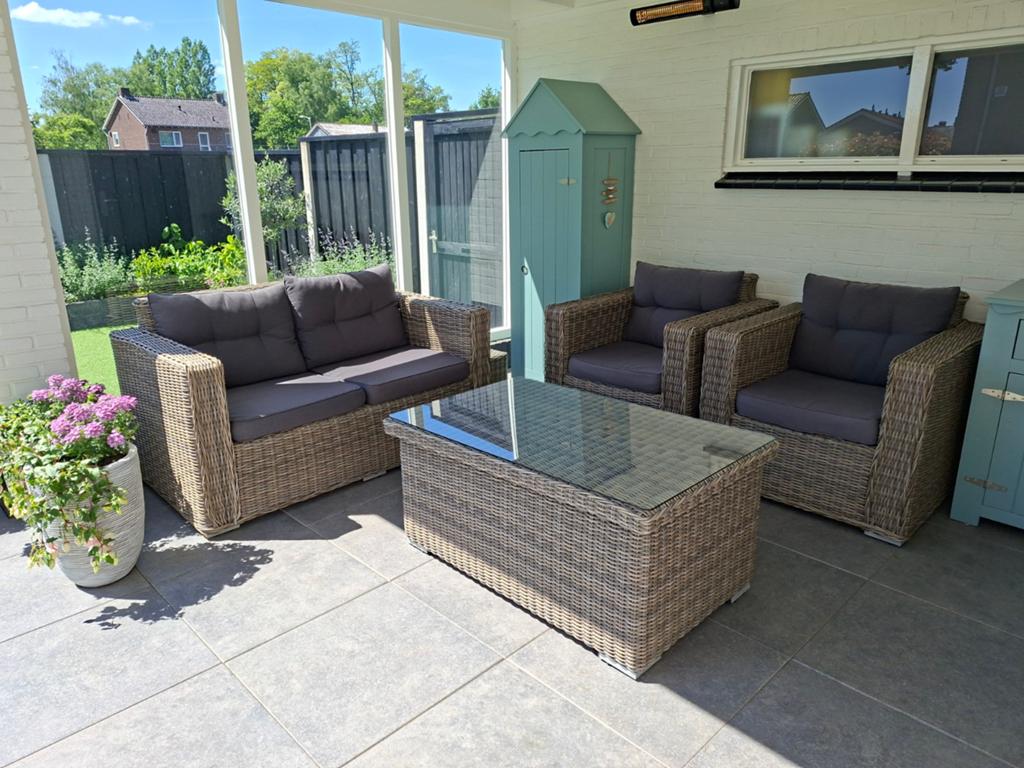 Zo goed als nieuw, erg mooie loungeset merk Your own living, Tuin en Terras, Ophalen, 5 zitplaatsen, Loungeset, Wicker