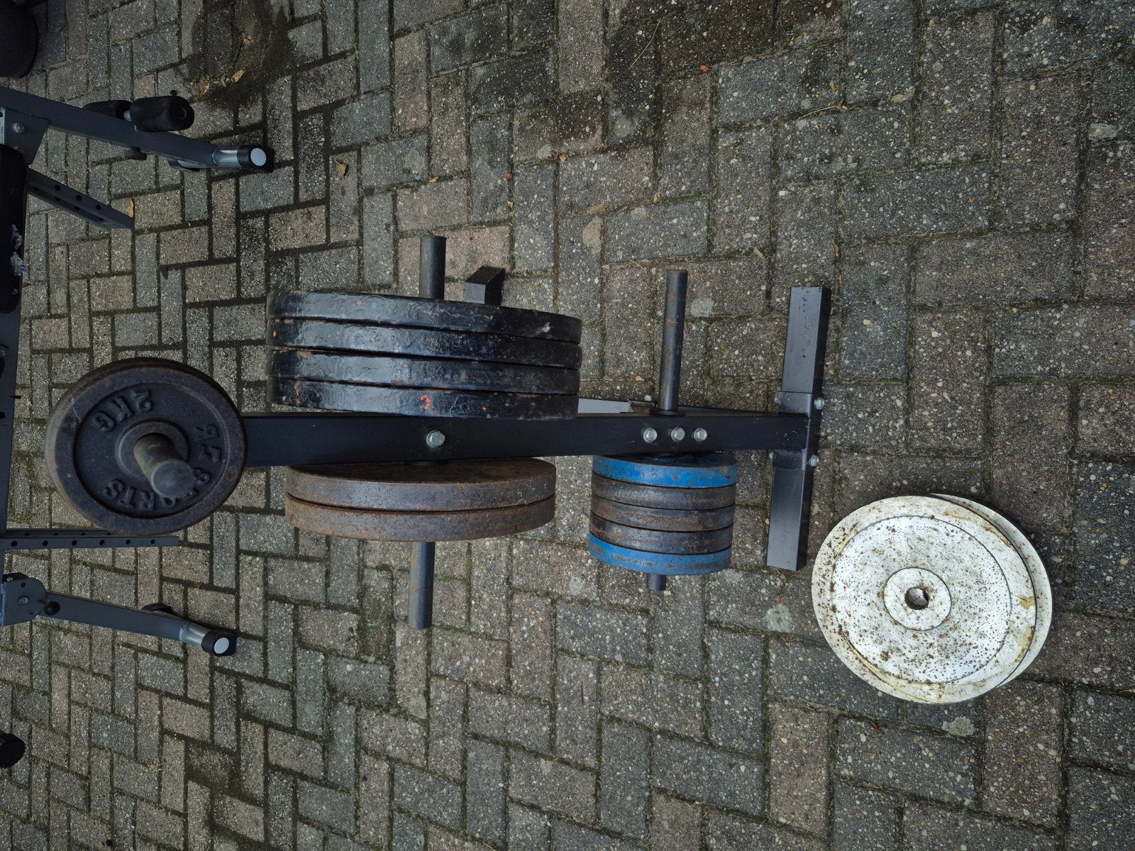Complete homegym / fitnessset – 219,5 kg gewichten + halters, Ophalen of Verzenden, Gebruikt