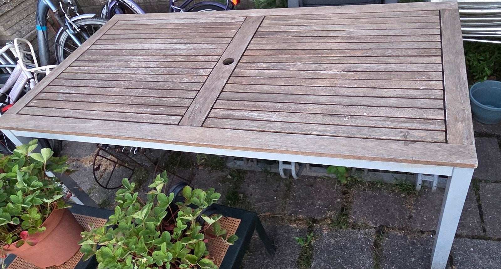 Tuintafel, Tuin en Terras, Tuintafels, Ophalen, Gebruikt, Rechthoekig, Hout