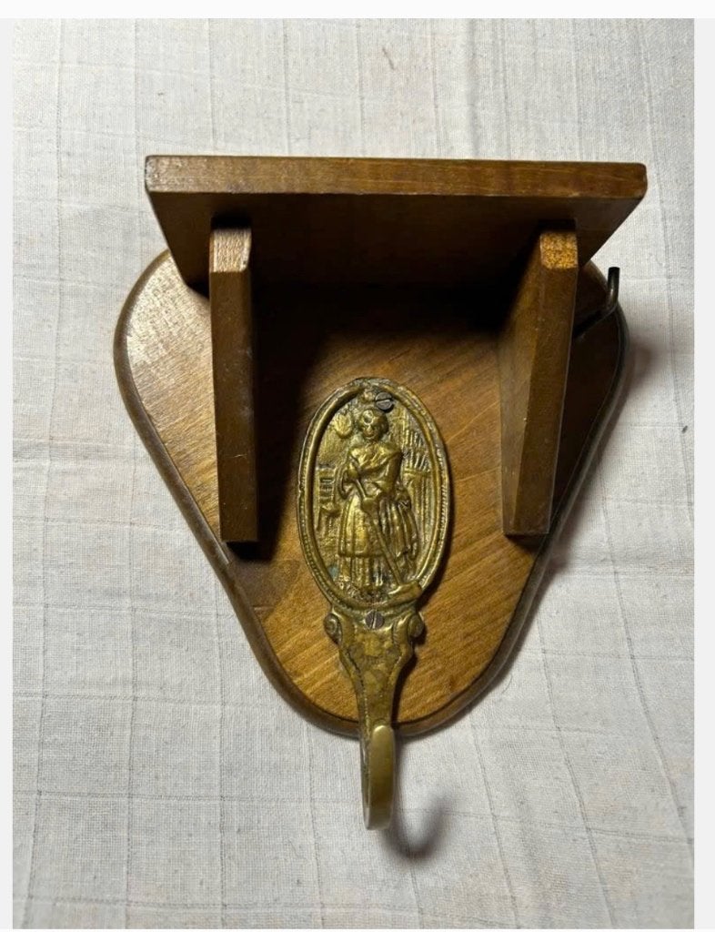 Vintage console hout met bijzondere kapstok haak /haakje, Antiek en Kunst, Curiosa en Brocante, Ophalen of Verzenden