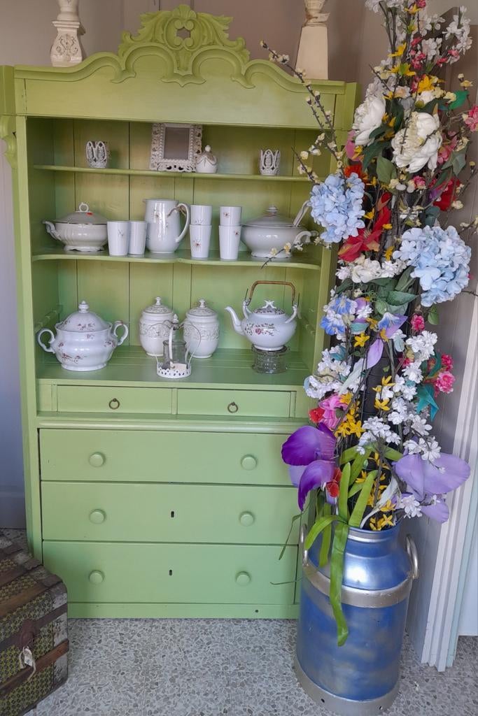 Vintage Groene Buffetkast - Kleur van 2026 - H187xB99xD45, Antiek en Kunst, Antiek | Meubels | Kasten, Ophalen