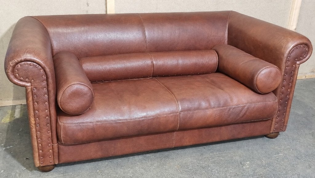 Originele complete Baxter 2-zitsbank met leren kussens, 100 tot 125 cm, Tweepersoons, Leer, Ophalen of Verzenden