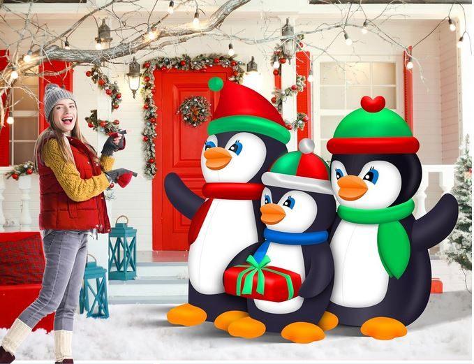 XXL Opblaasbare Kerst Pinguïns Familie. Met Ledverlichting., Diversen, Kerst, Ophalen of Verzenden, Nieuw