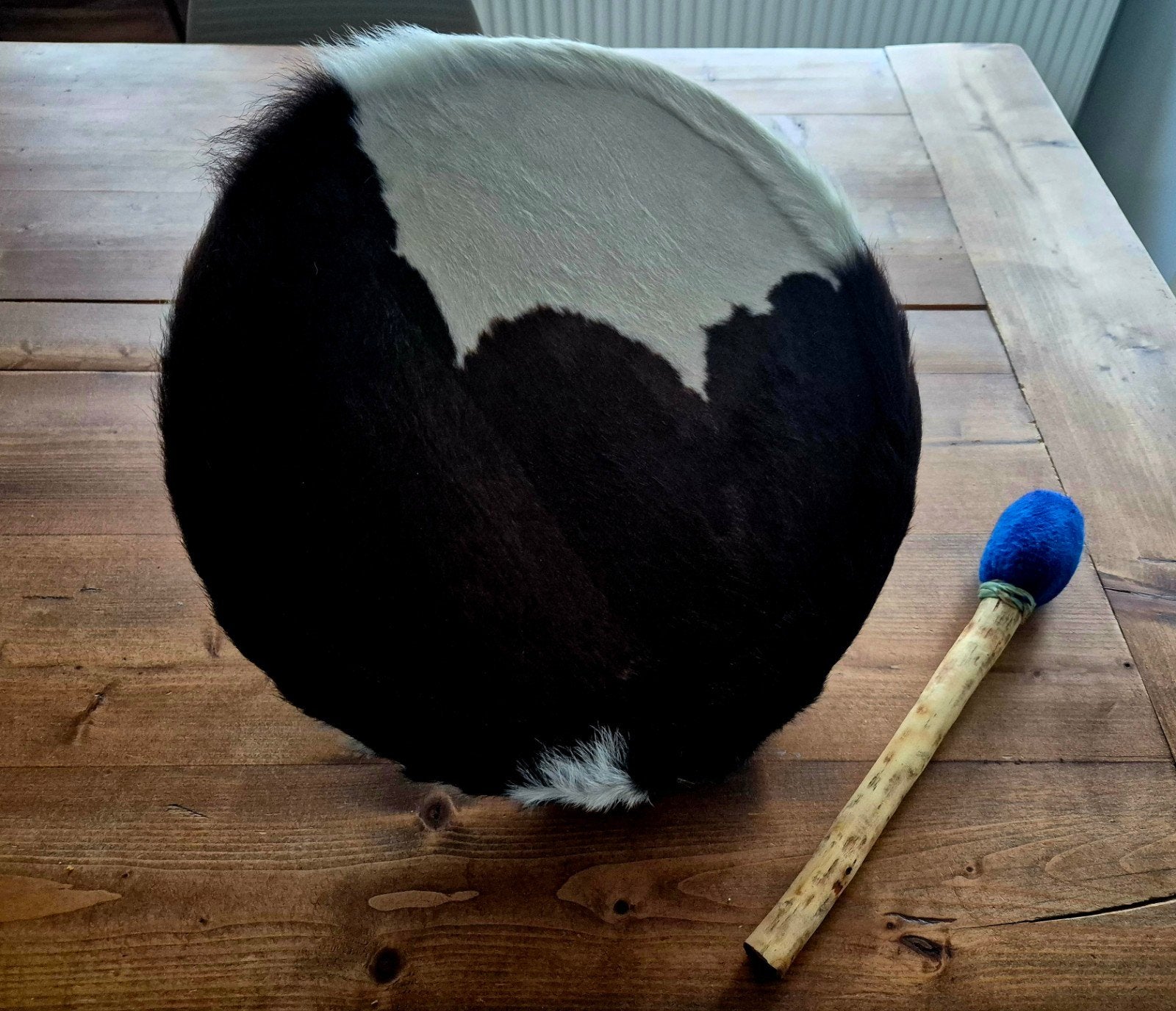 Sjamanendrum geitenvel met haar 37 cm + klopper, Ophalen of Verzenden, Zo goed als nieuw