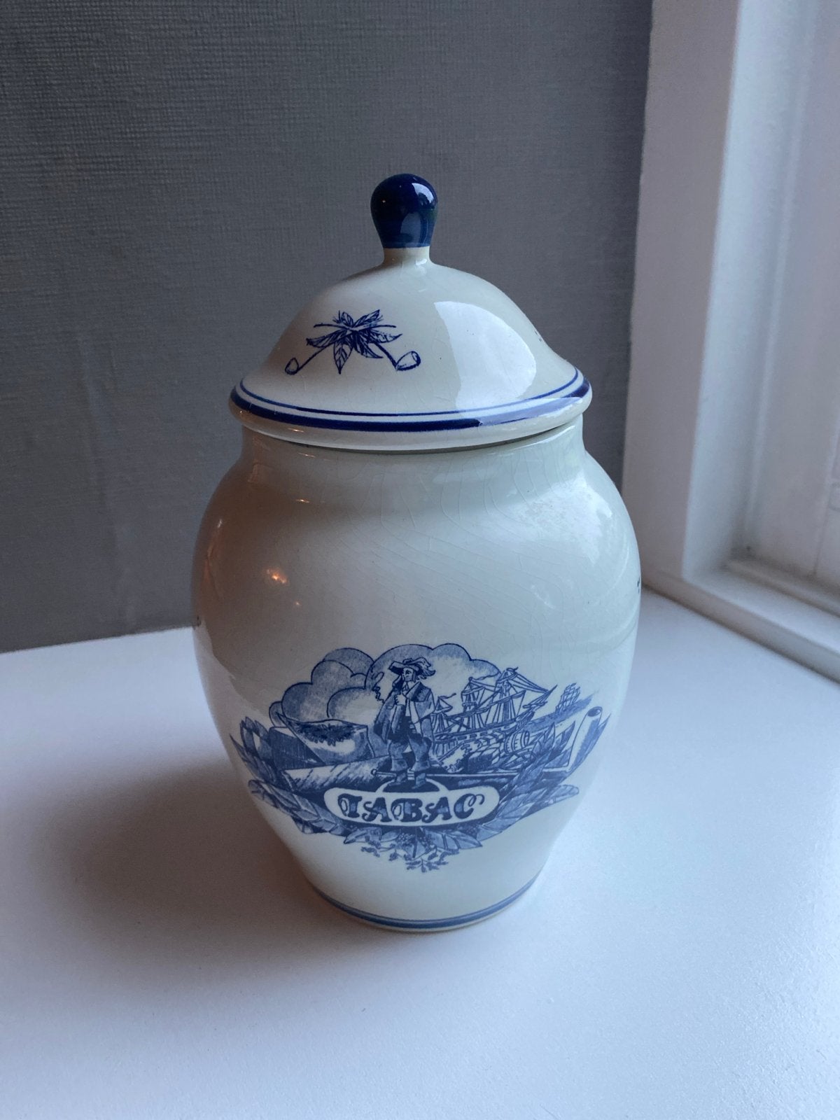 Antieke Delfts Blauwe Tabakspot - Handgeschilderd Holland, Ophalen of Verzenden
