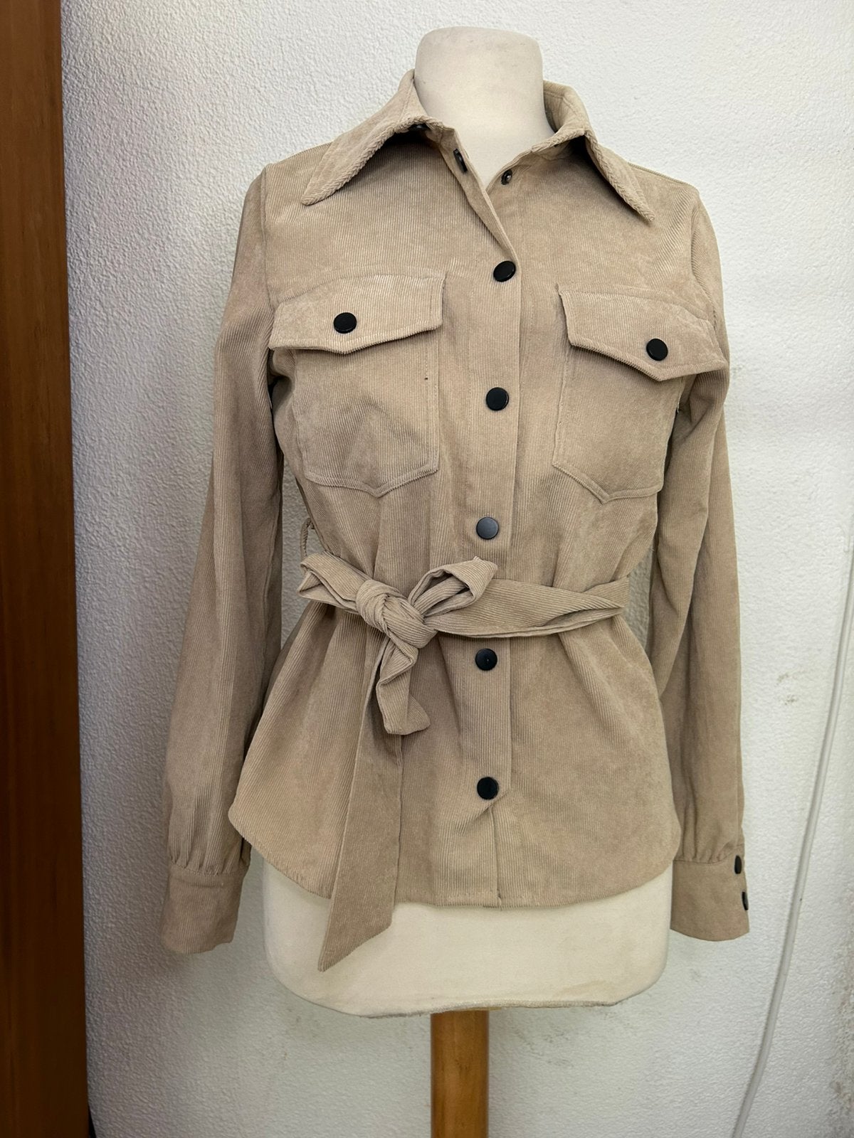 Beige dames blouse | Lofty Manner | maat S/36 | corduroy, Ophalen of Verzenden, Gedragen, Maat 36 (S), Beige