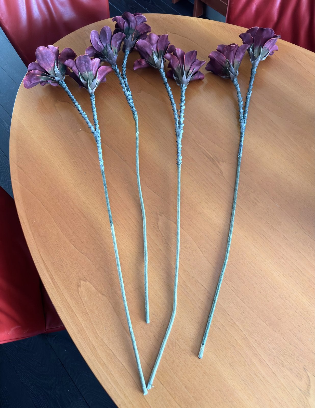 Set van 8 Kunstbloemen - Bordeauxrood - 95cm, Huis en Inrichting, Ophalen, Binnen, Kunstbloem, Nieuw