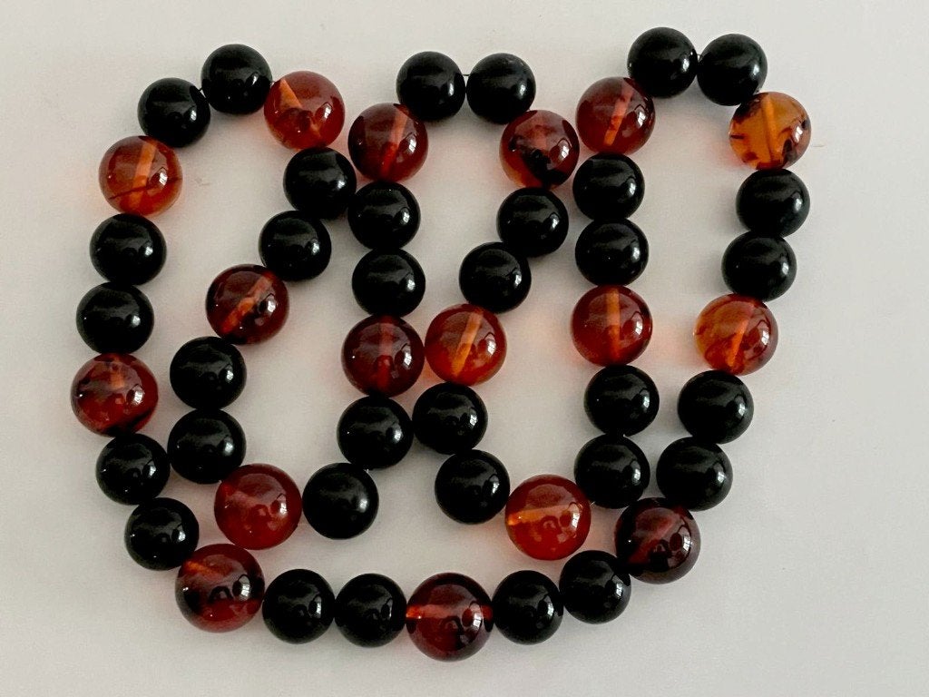 Mooie Zwart met Amber Kleurige Bakeliet - Catalin Ketting, Verzenden, Zo goed als nieuw, Overige kleuren, Overige materialen