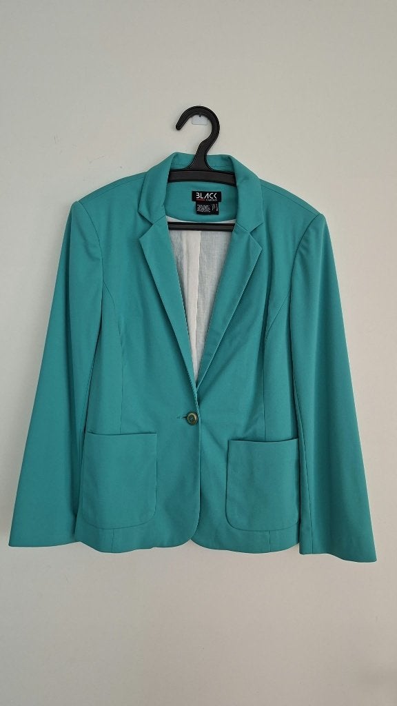 Turquoise damesblazer met knoop en zakken – maat M, Maat 38/40 (M), Blauw, Ophalen of Verzenden, Jasje