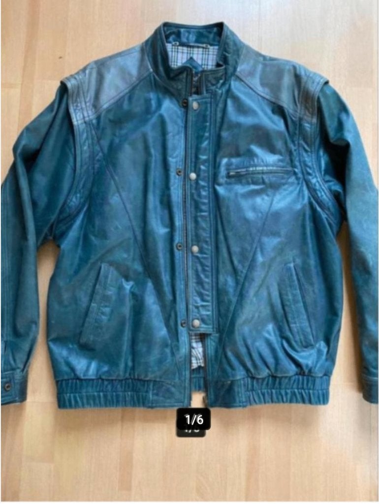 LEREN JAS MT 54, Ophalen of Verzenden, Zo goed als nieuw, Maat 56/58 (XL), Grijs