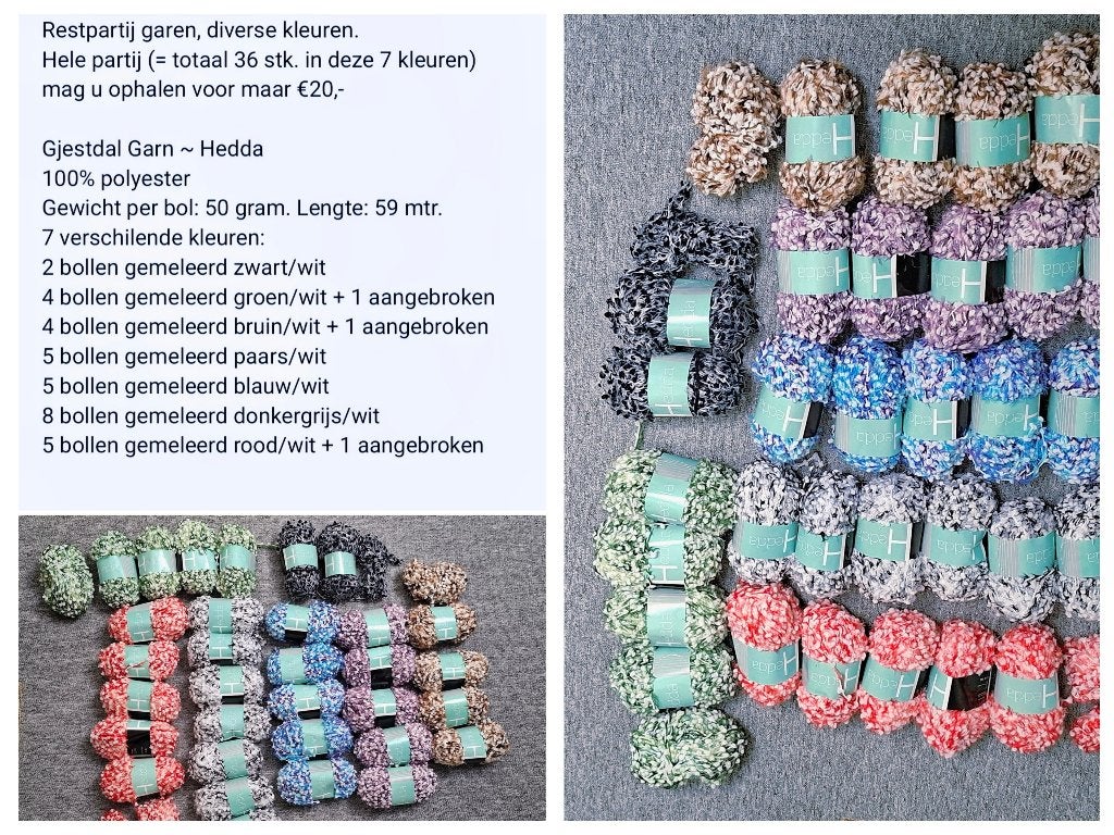 Restpartij breigaren ~ div. kleuren, Ophalen, Nieuw, Breien of Haken, Wol of Garen