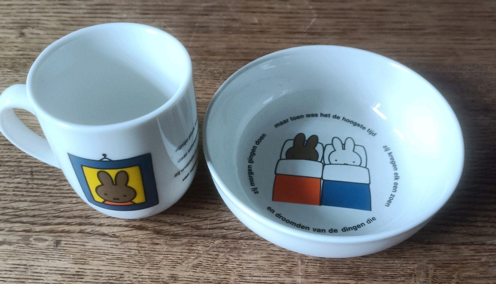 Nijntje beker en schaaltje Douwe Egberts, Ophalen of Verzenden, Gebruikt, Overige stijlen, Schaal of Schalen