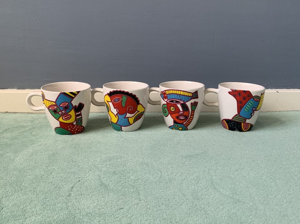 Douwe Egberts | Mosa | 4x Clemens Briels Design Koffiemokken, Overige merken, Keramiek, Zo goed als nieuw, Modern